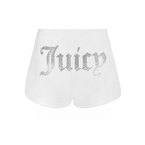 Juicy Couture Bling Butt Logo Off White Cream Colored Ribbed Sleep Shorts